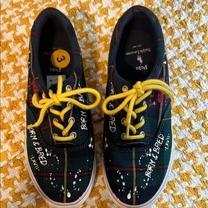 Polo by Ralph Lauren Kids' Blue, green and Yellow Plaid Sneakers